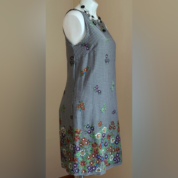 Giorgio Fiorlini Girls Black & White Checker Floral Design Summer Dress SZ 13/14 - Picture 3 of 12